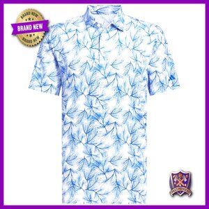 Men's Golf Polo Shirt, Breathable Mesh Print, Classic Fit, Active Wear